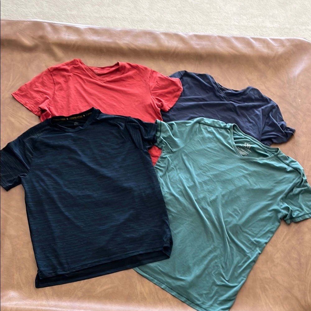 Set of Four Casual T-Shirts in Orange, Blue, and Green